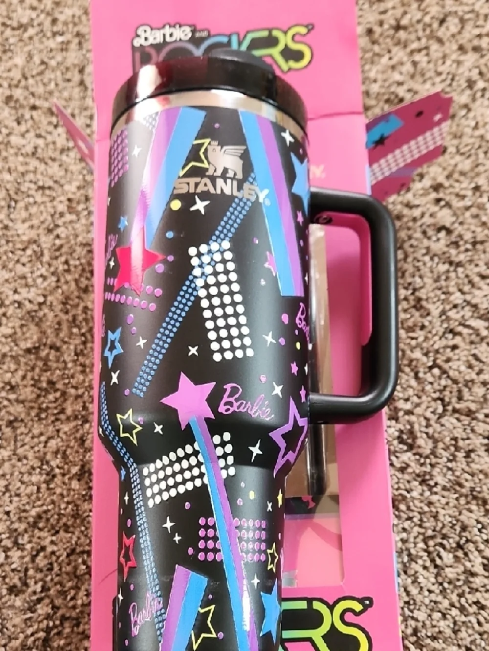 Barbie x Stanley Black Starry Travel Tumbler - Pink & Black - Picture 4 of 5